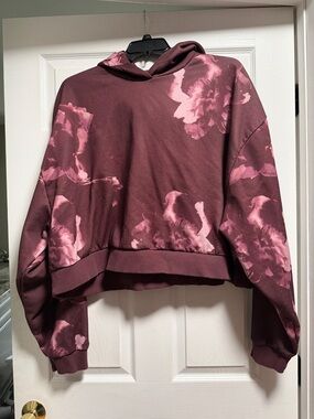 ASOS Burgundy and Pink Floral Cropped Hoodie and Wide Leg Sweatpants